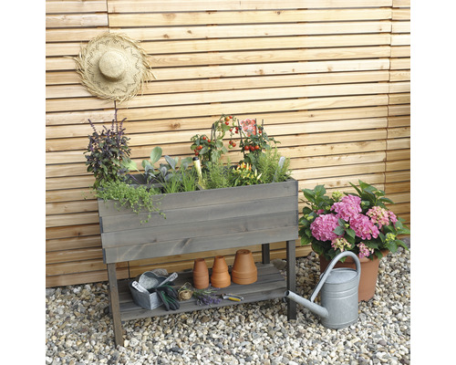Verhoogd tuinbed op palen promadino incl. folie 100 x 50 x 80 cm grijs