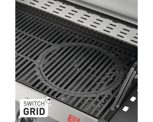 Enders Chicago Next 4 R Turbo gasbarbecue, roestvrij staal/zwart, 4 branders, inclusief dekselthermometer, vetopvangbak, grillrooster, krachtige warmtezone, zijplank en warmhoudrek. Grillrooster: geëmailleerd gietijzer.