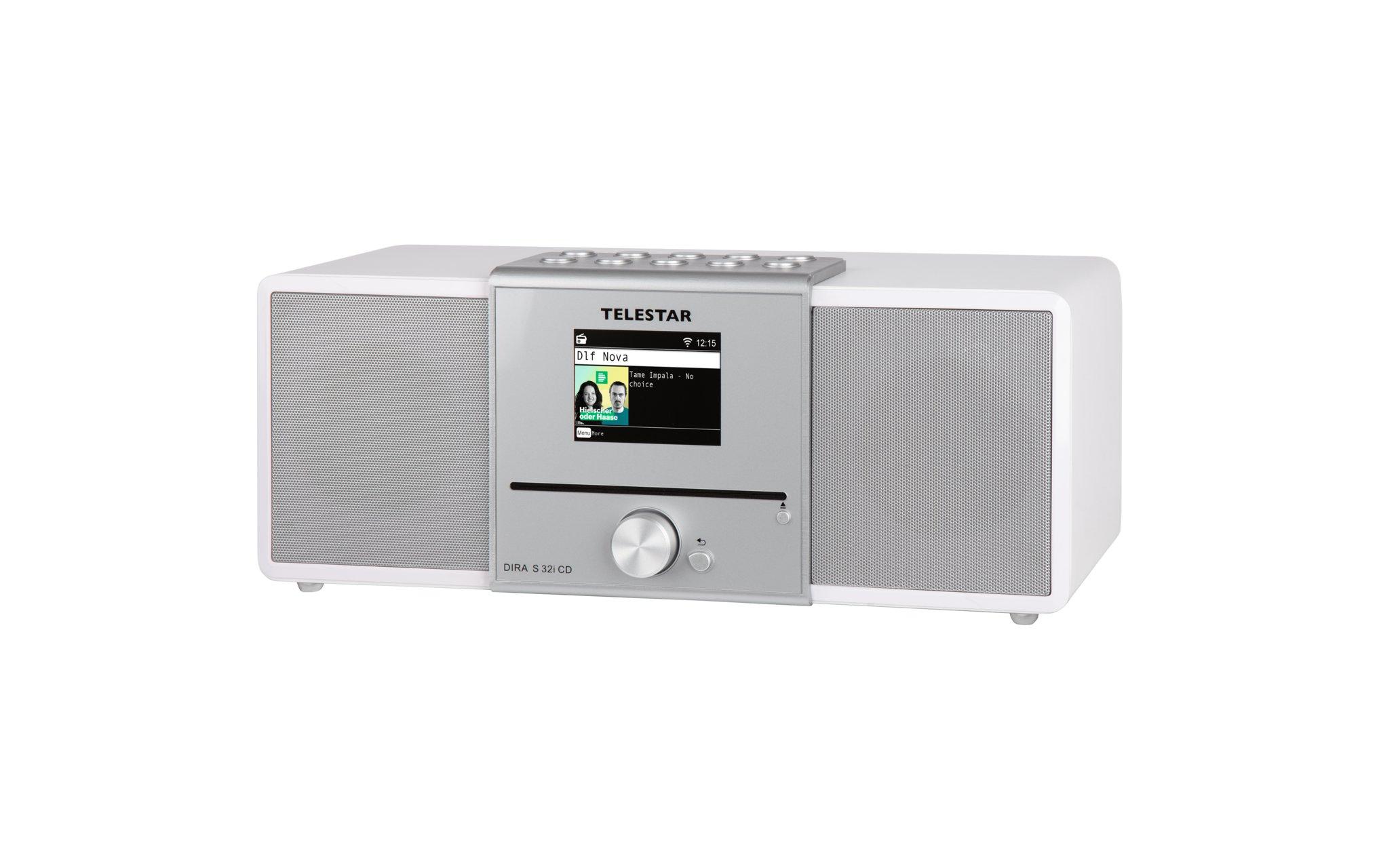 Internet Radio DIRA S 32i CD Weiss<br>Klangstarkes Multifunktions-Stereoradio mit CD Player in edlem Design
