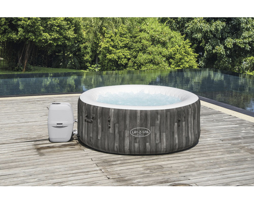 Bestway® LAY-Z-SPA® Bahamas AirJet™ opblaasbare hottub met 120 luchtjets, multifunctionele pomp, geïntegreerde verwarming en afsluitbare thermische afdekking, grijs