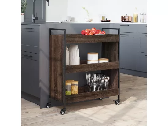 Chariot de cuisine chêne marron 70x30x82 cm bois d'ingénierie