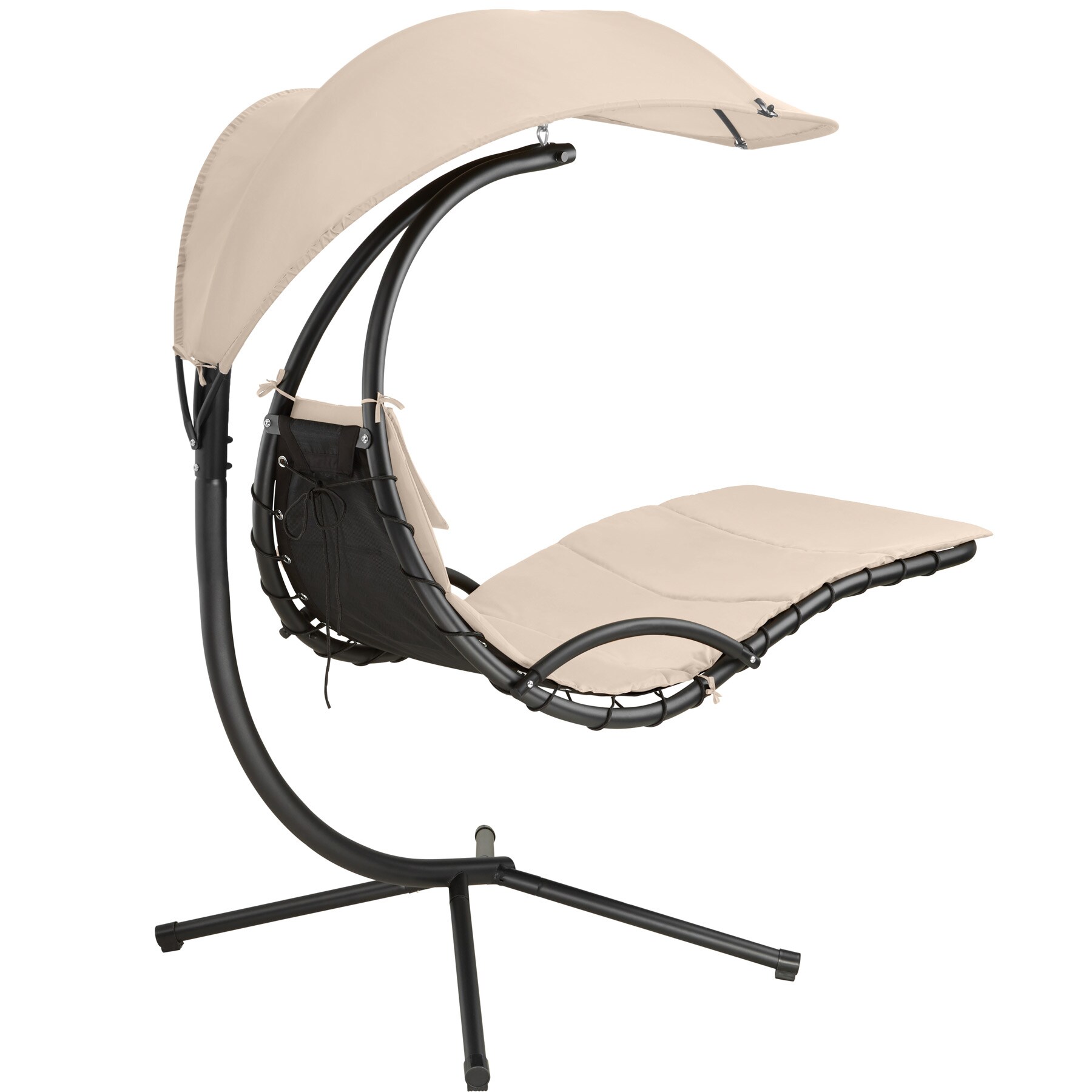 tectake® Hängeliege, großes Sonnendach mit UV-Schutz, ergonomisch, 195 x 132 x 197 cm, mit Seitentasche