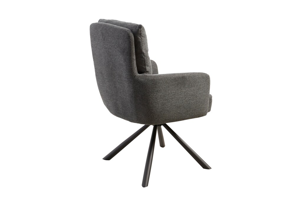 riess-ambiente Stuhl BIG GEORGE - drehbar Retro weiß Bouclé mit Armlehnen Bonellfederkern Esszimmer