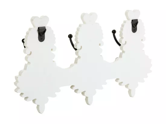 Patère murale en bois sculpté blanc 36x8x20.5h
