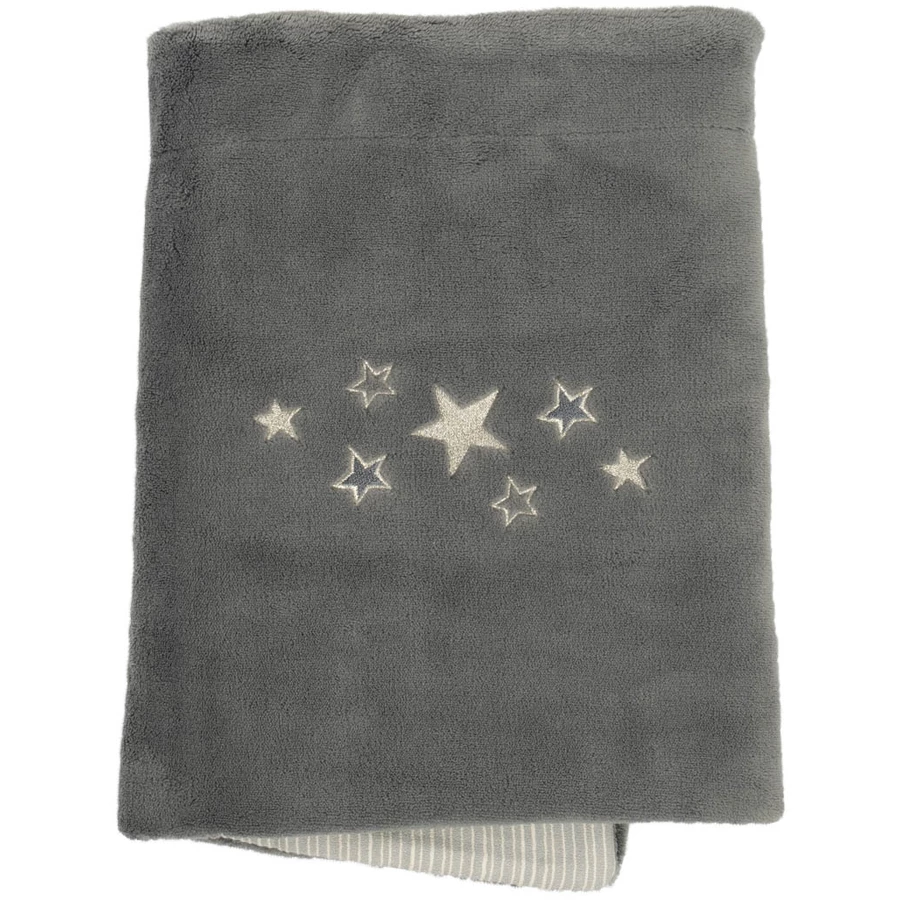 Be Be 's Collection Kuscheldecke Plüsch Sternchen Grau 75 x 100 cm