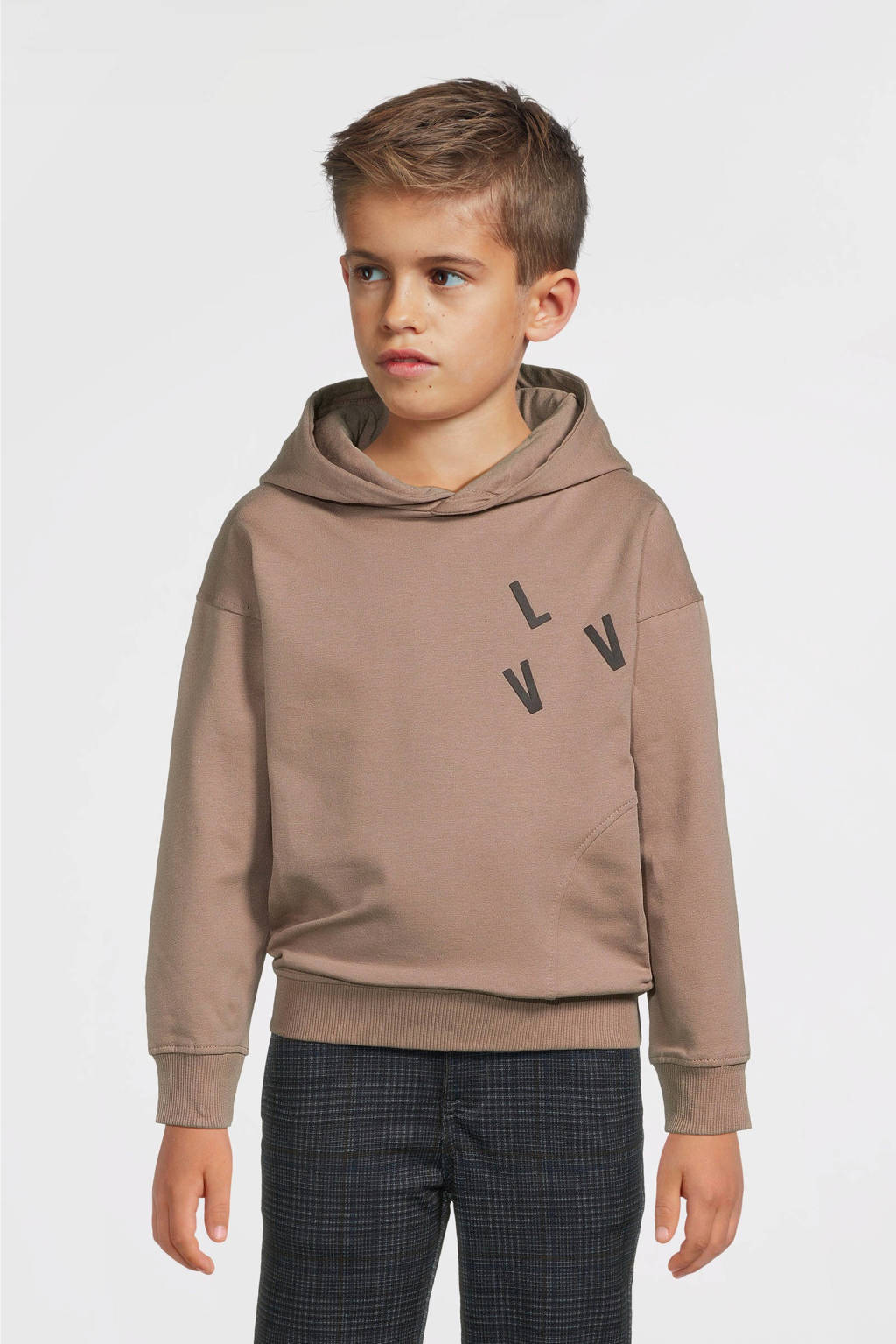 LEVV hoodie met logo zand