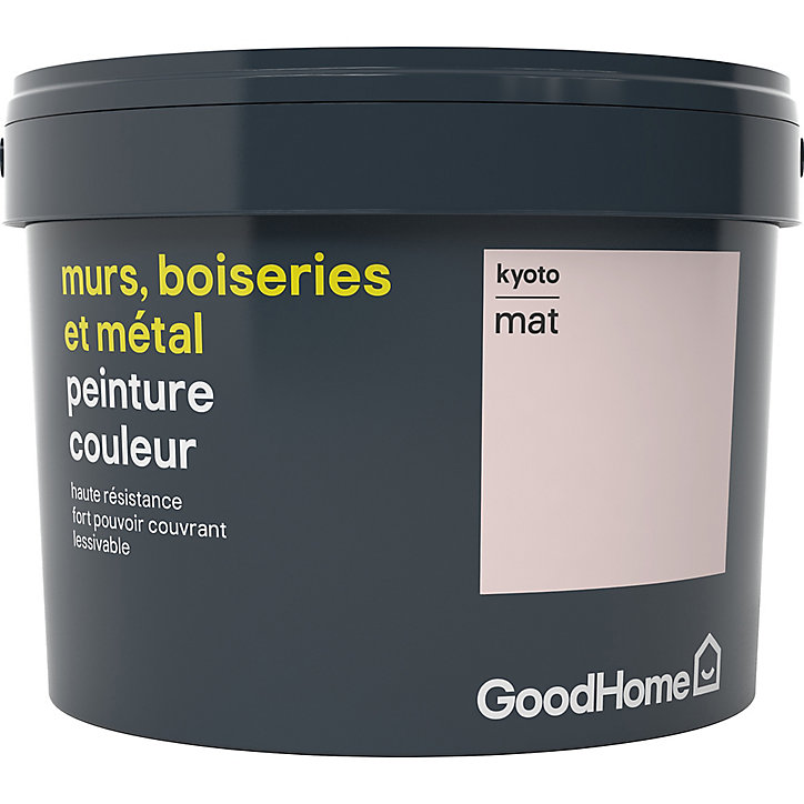 Peinture résistante murs, boiseries et métal GoodHome rose Kyoto mat 2,5L