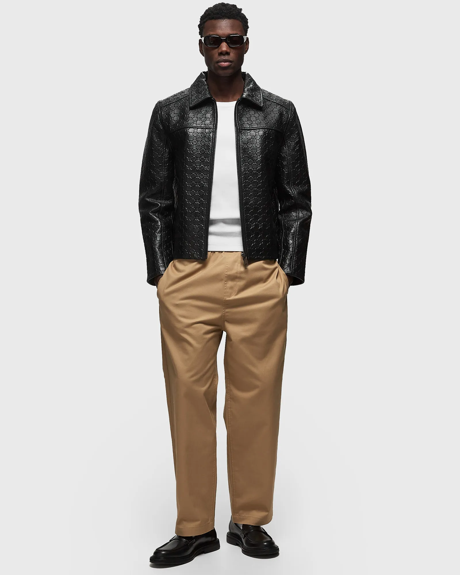 Daily Paper silence monogram leather jacket