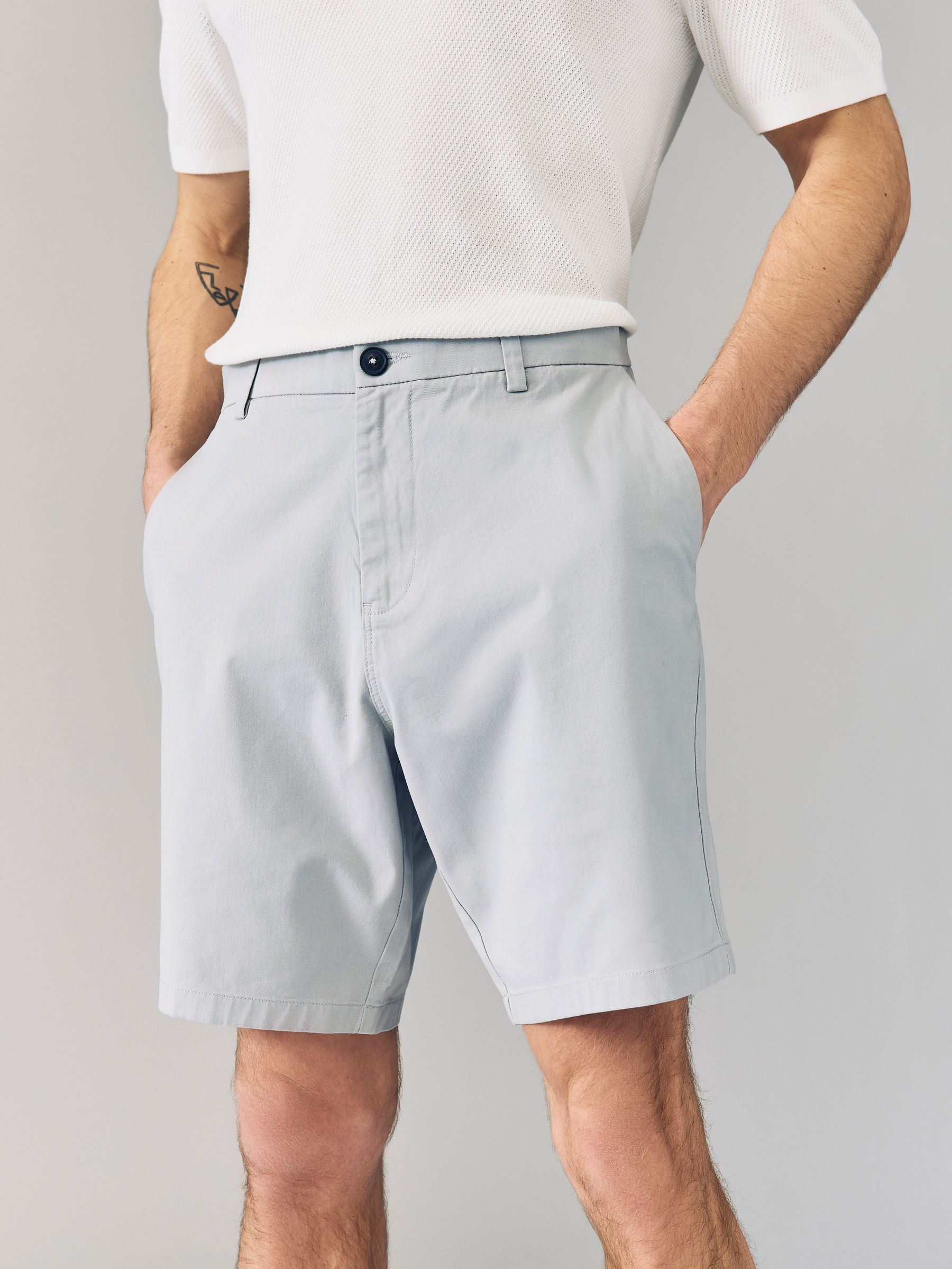 Blauw/grijs - Straight fit - Set van 2 chinoshorts met stretch