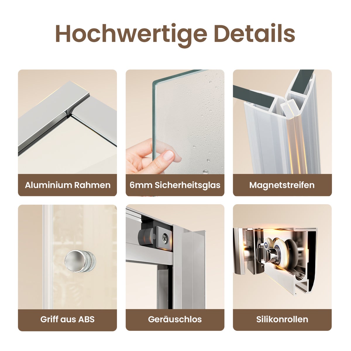 EMKE Douchecabine 80x100x185cm Dubbele Schuifdeur Hoek Instap Douchescherm