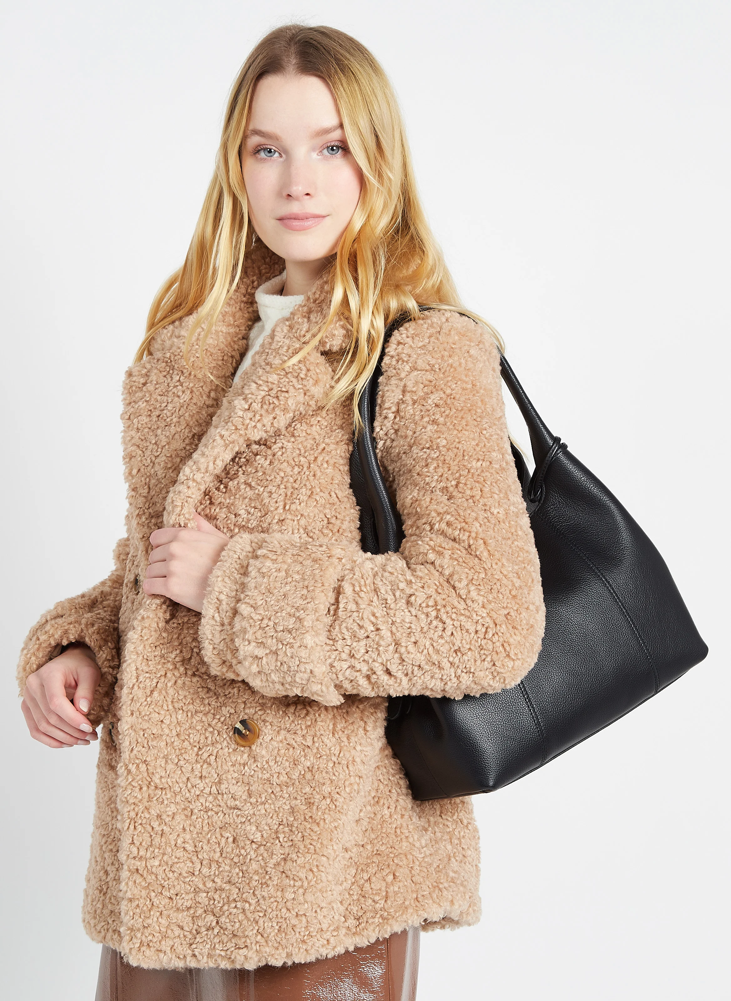 JULIETTE - Sac porté épaule en cuir grainé| Noir