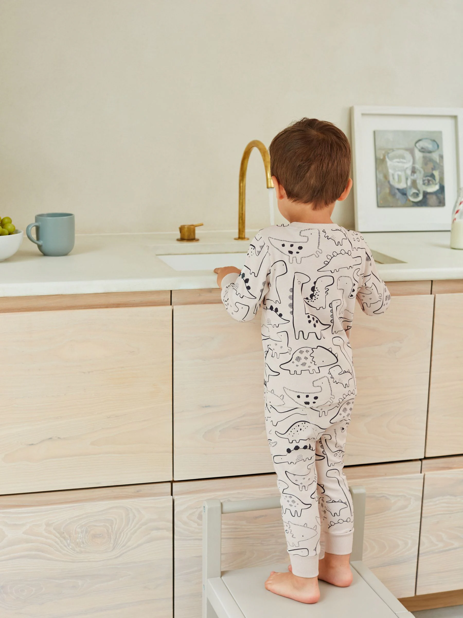 Naturel/zwart dinosaurus - Verpakking van 3 knusse pyjama's (9 mnd-10 jr)