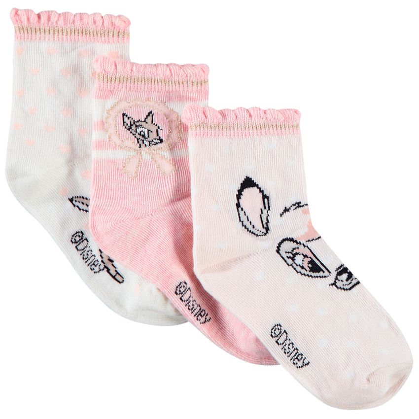 Lot de 3 paires de chaussettes motif Bambi Disney - Beige