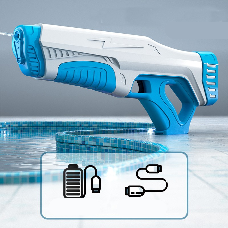 (44x18cm) Elektrische One Touch Automatik Wasserpistole Outdoor Spiel Spritzpistole Gewehr mit automatischer Wasseraufnahme - Blau / Weiss