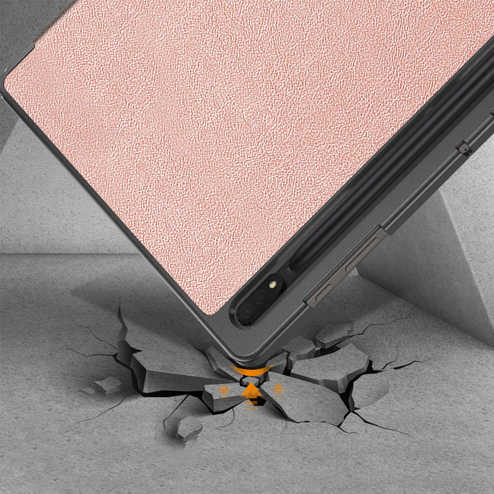 Samsung Galaxy Tab S9 Ultra Flipcase Hülle Ledertasche mit Aufstellfunktion Litchi Look   S-Pen Halterung - Schwarz