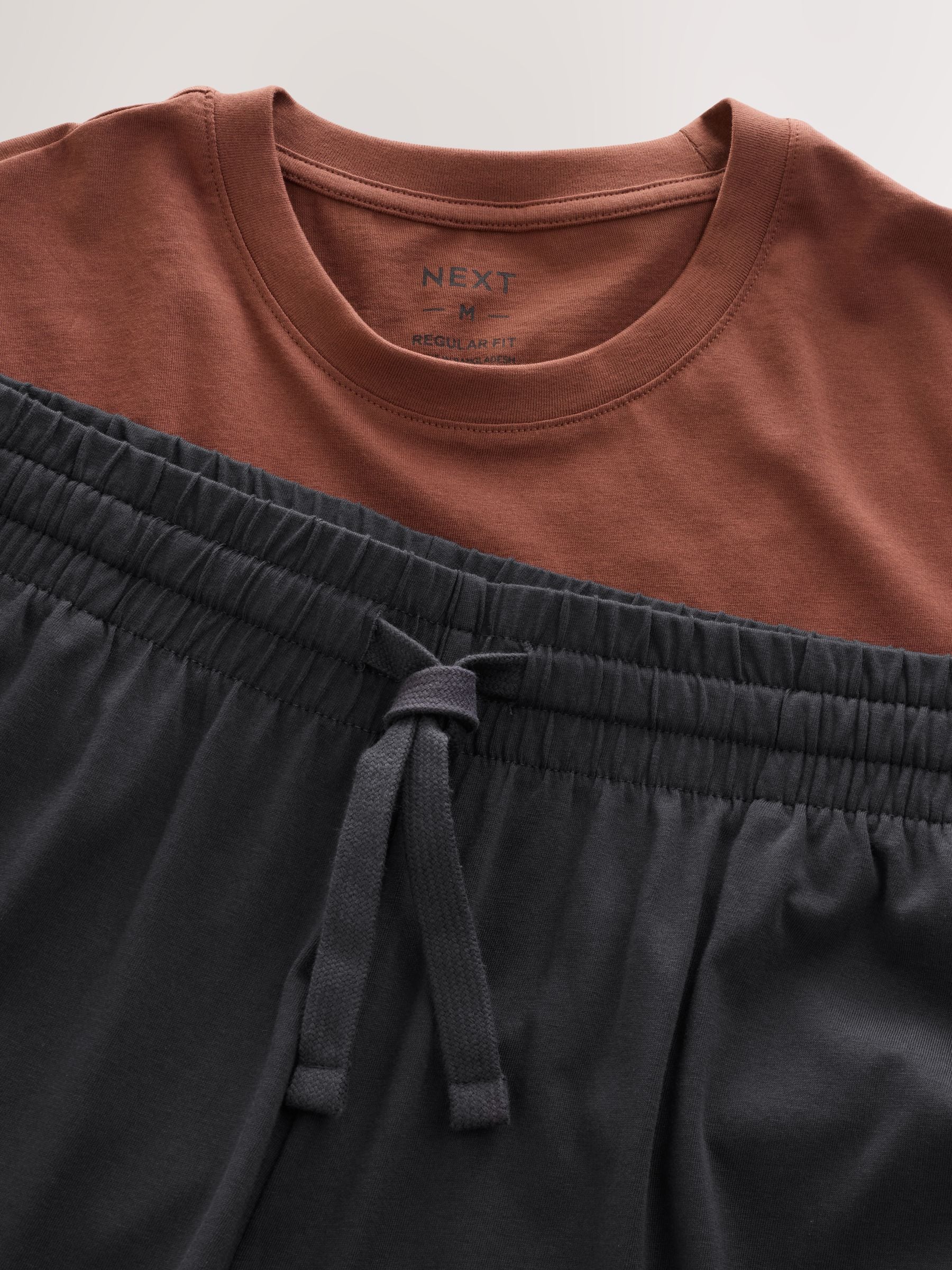 Roestbruin/leisteengrijs - Lange jersey pyjama