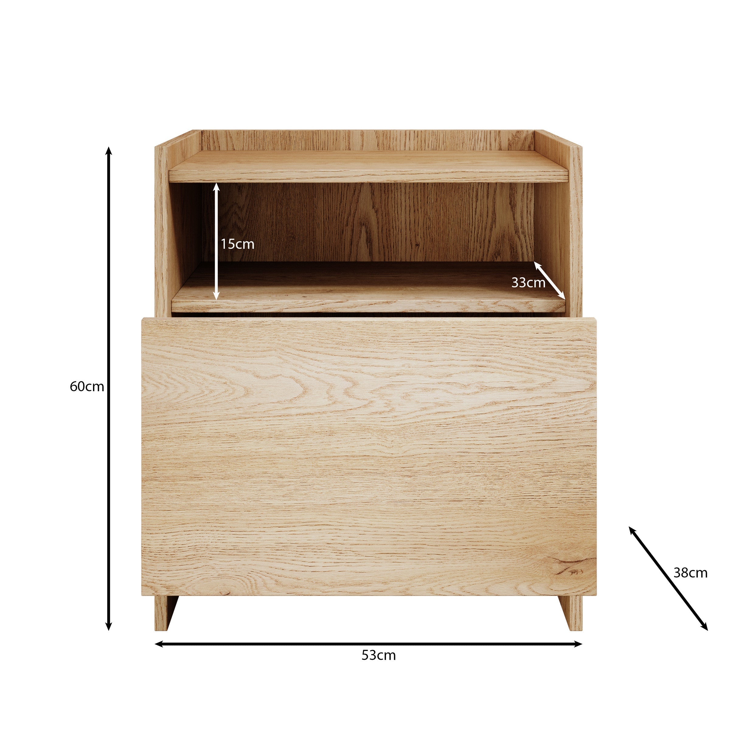 Meubella - Nachtkastje Jaxon - Eiken - 53 cm