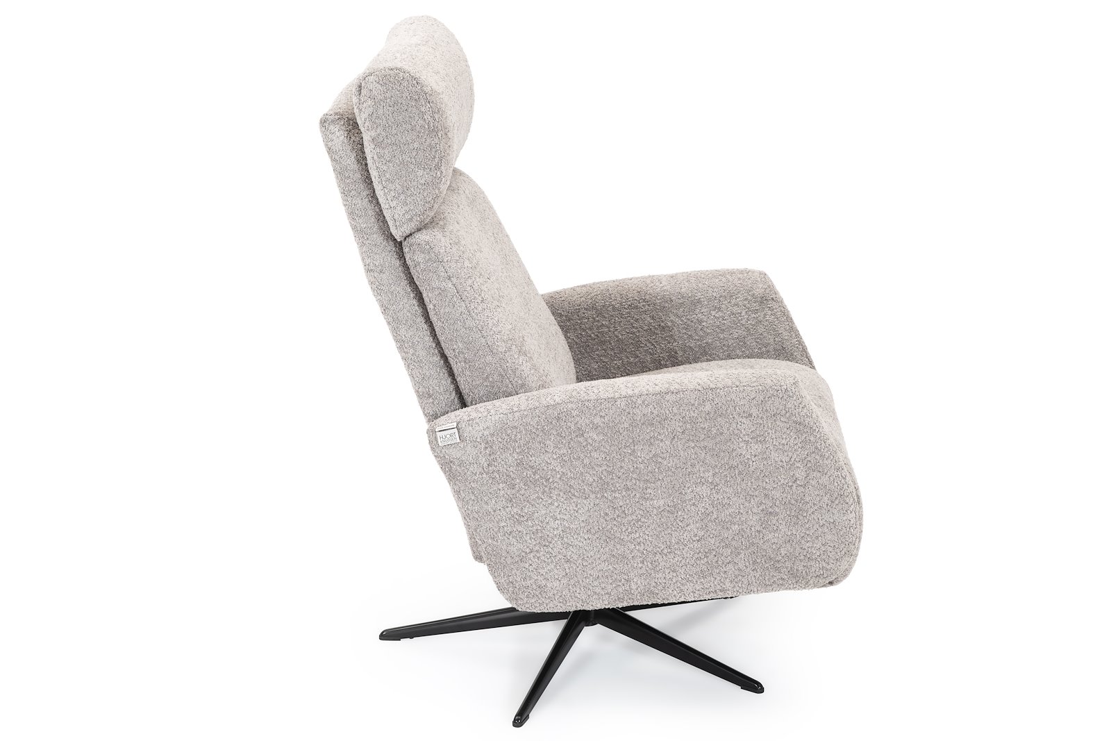 Argo lenestol Tekstil Teddy 3615 Grey, Polaris sokkel i sort og med integrert fothviler. Manuell funksjon