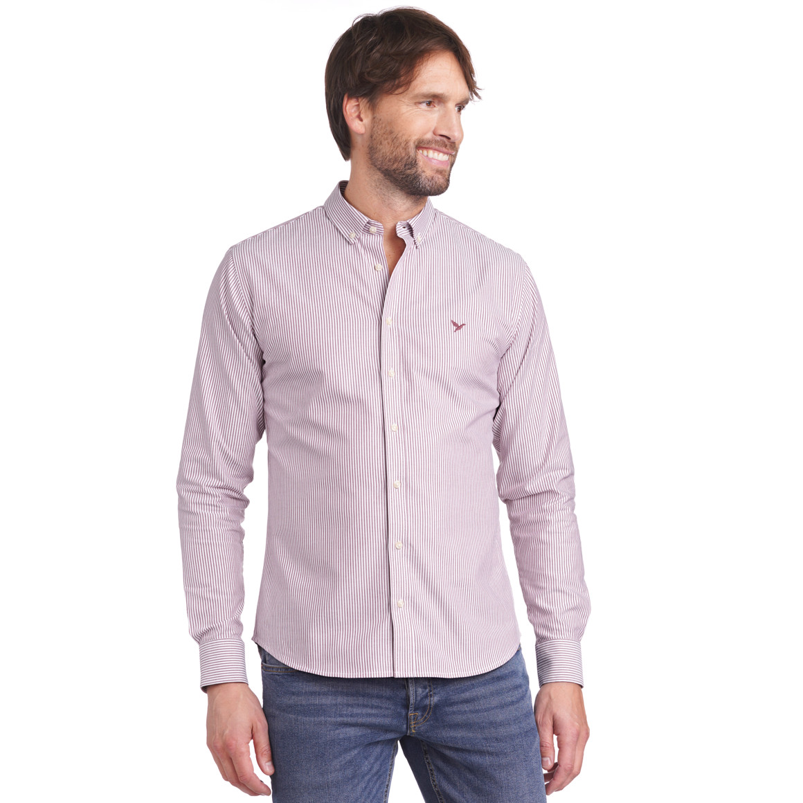Jonas Nielsen Herren Hemd mit Button-down-Kragen dunkelrosa / weiss