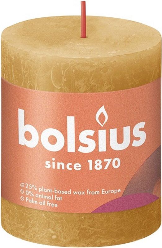 Bolsius Stompkaarsen Shine 4 st rustiek 80x68 mm honinggeel