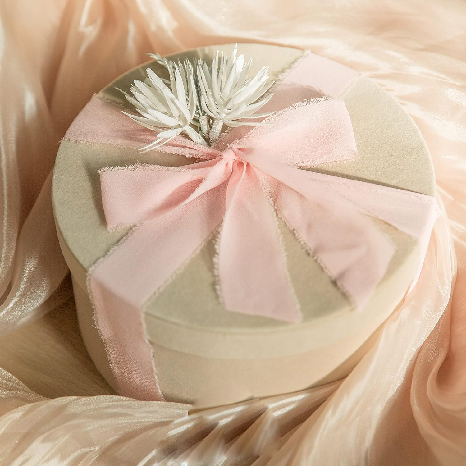 (3er Set) 4cmx5m Chiffon Geschenkband DIY Maschen Deko Band für Geburtstage / Hochzeiten / Taufe - Rosa