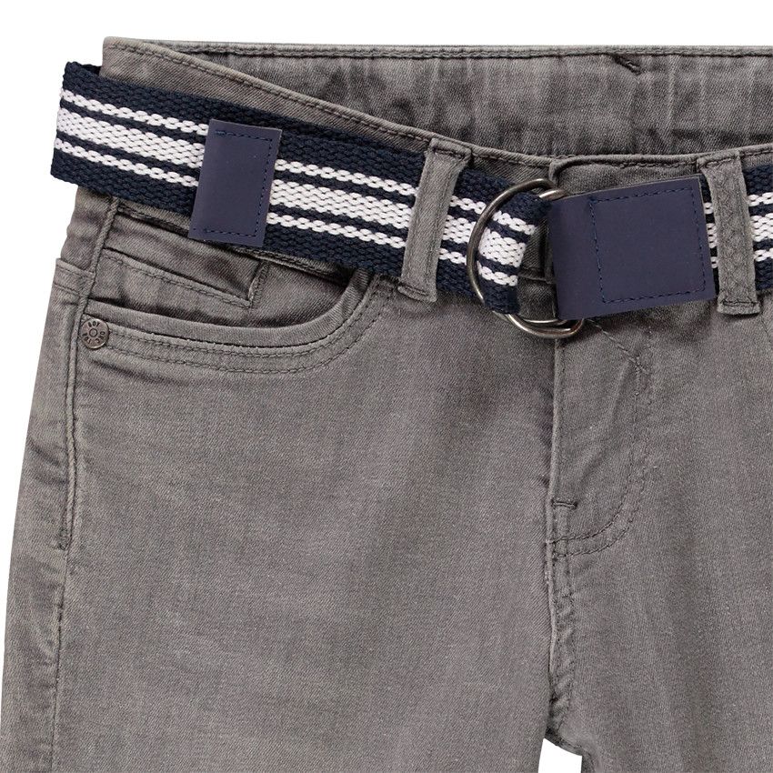 Jean slim avec ceinture tressée pour garçon - Gris chiné
