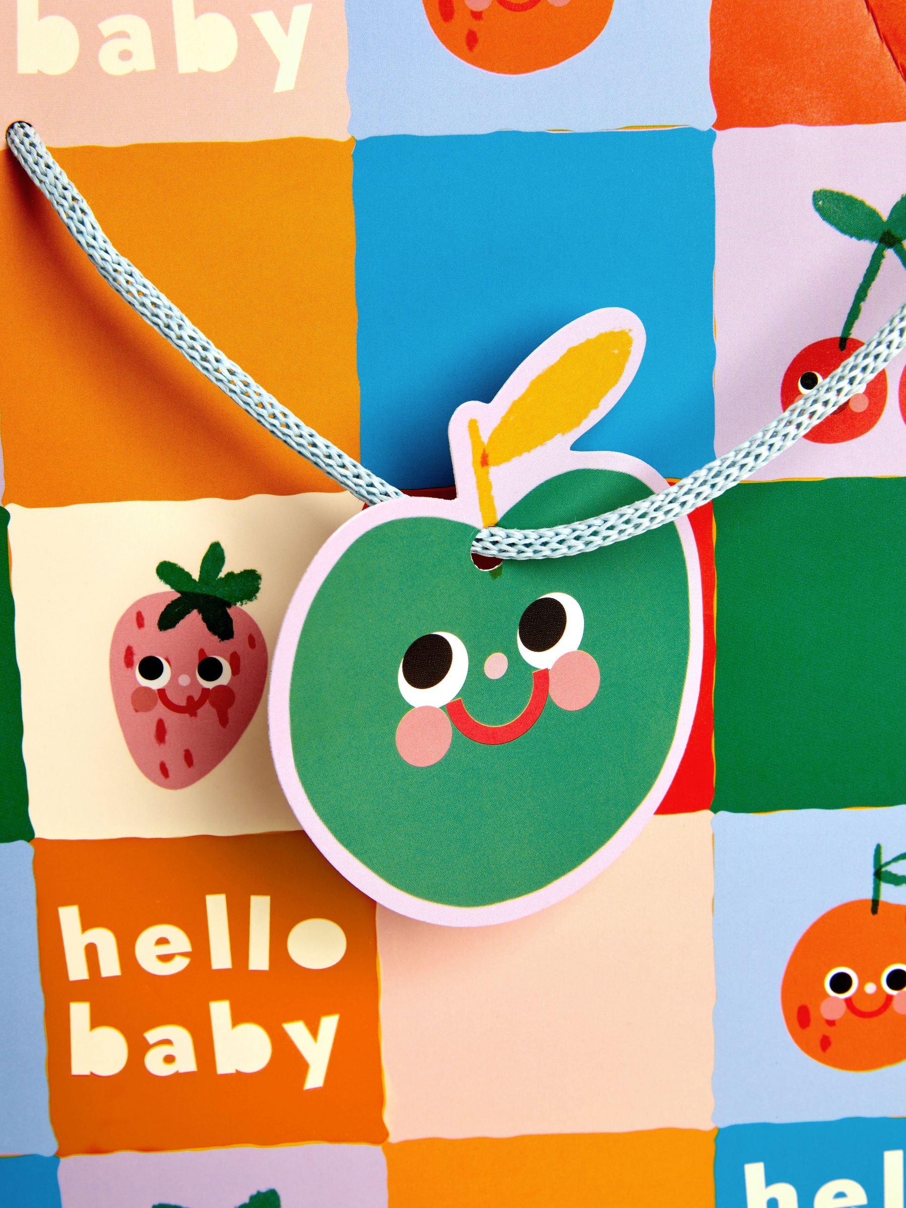 Cadeautas en kaartset met fruitmotief voor baby's