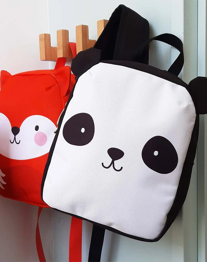 Kinderrucksack LITTLE BACKPACK – PANDA (21x27x10) in schwarz/weiß