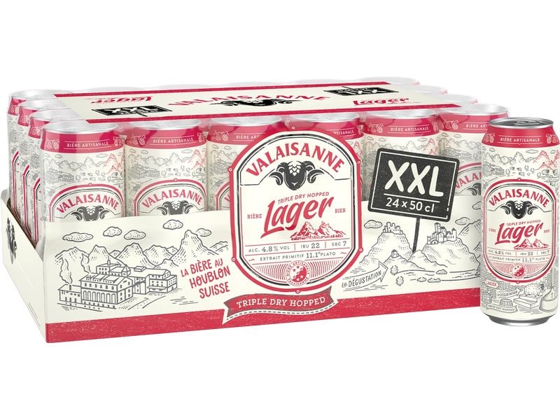 Valaisanne Bier Lager 24 x 0.5 l Würziges Schweizer Lagerbier