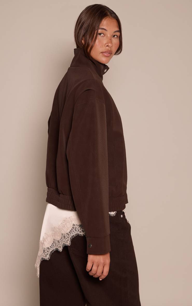 Chocolat Veste Col Montant En Synthétiquecuir Pêche