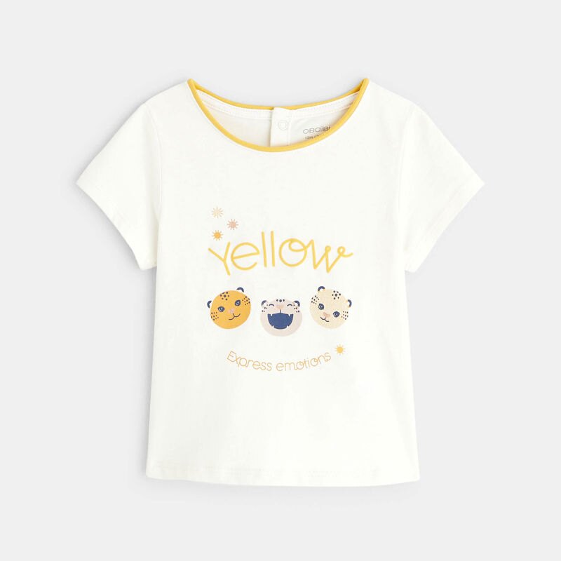 T-shirt Yellow tigres blanc bébé fille Blanc