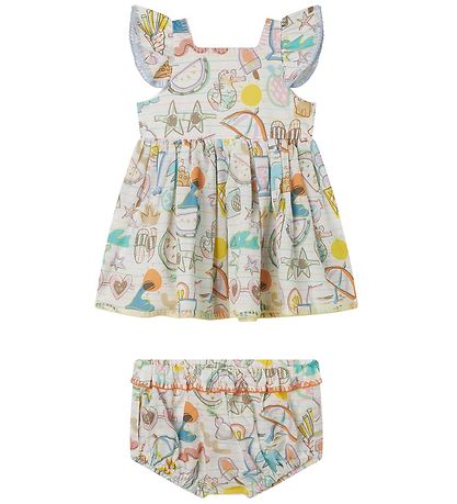 Stella McCartney Kids Kleid m. Bloomers - Weiß/Pastel
