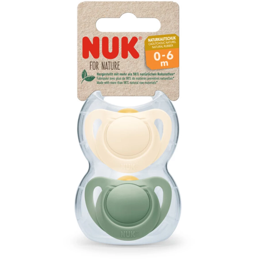 NUK Schnuller For Nature Latex 0-6 Monate grün  creme 4er-Pack