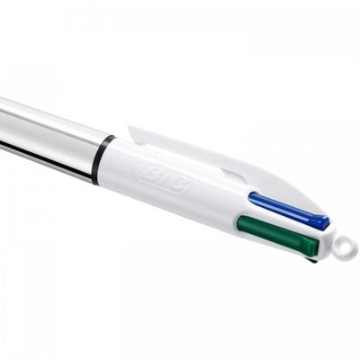 BIC 4 Couleurs Shine - Stylo à bille 4 couleurs - corps argent