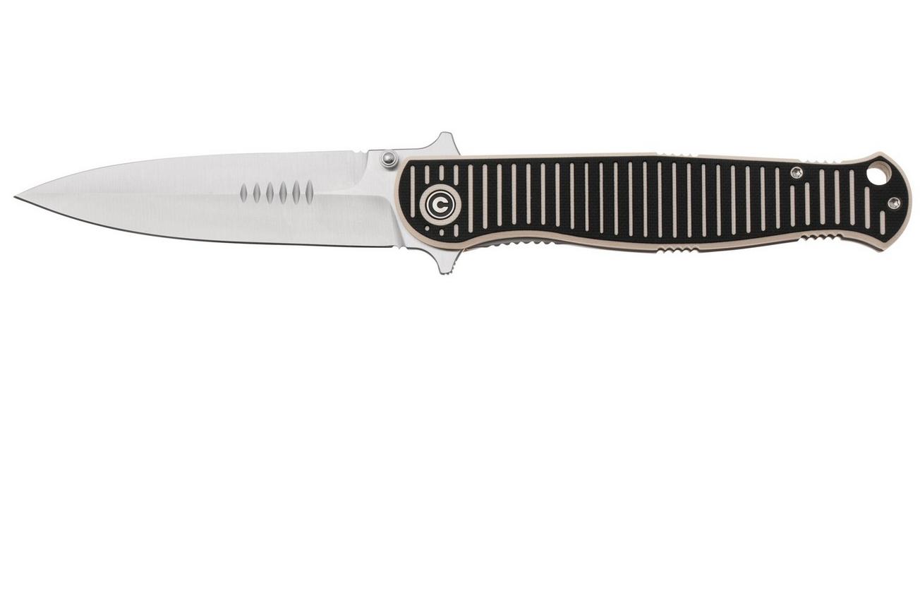 Civivi RS71 C23025-1 Satin Nitro-V, Milled Ivory Black G10 zakmes, Robert Saniscalchi design