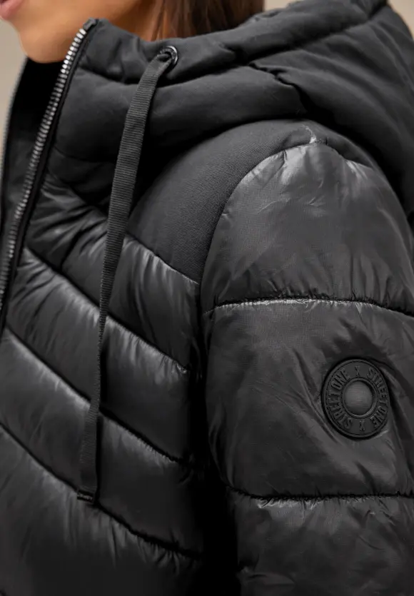 Materialmix Wintermantel - Black