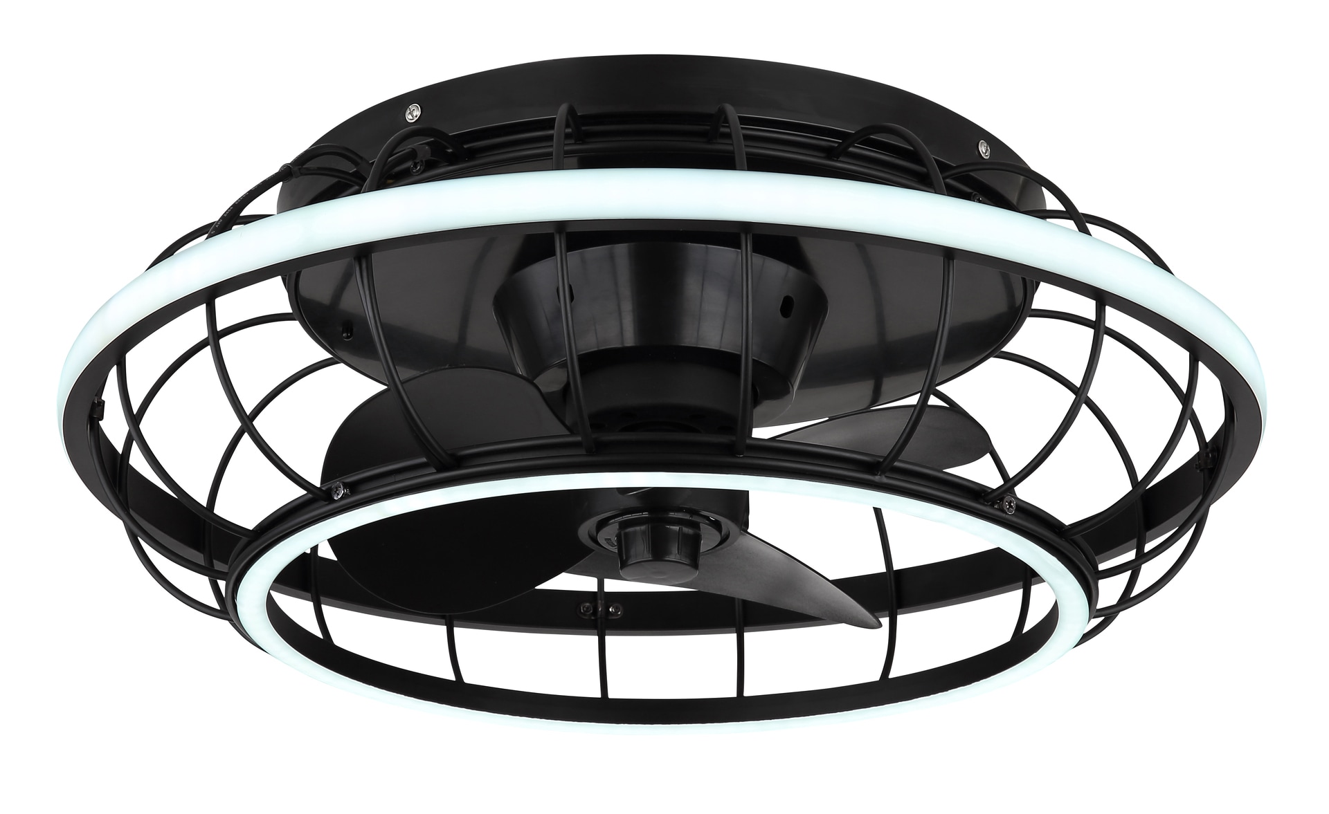 GLOBO LED Deckenlampe Leonhard mit Ventilator Schwarz /Opalweiß 50x50cm H18cm