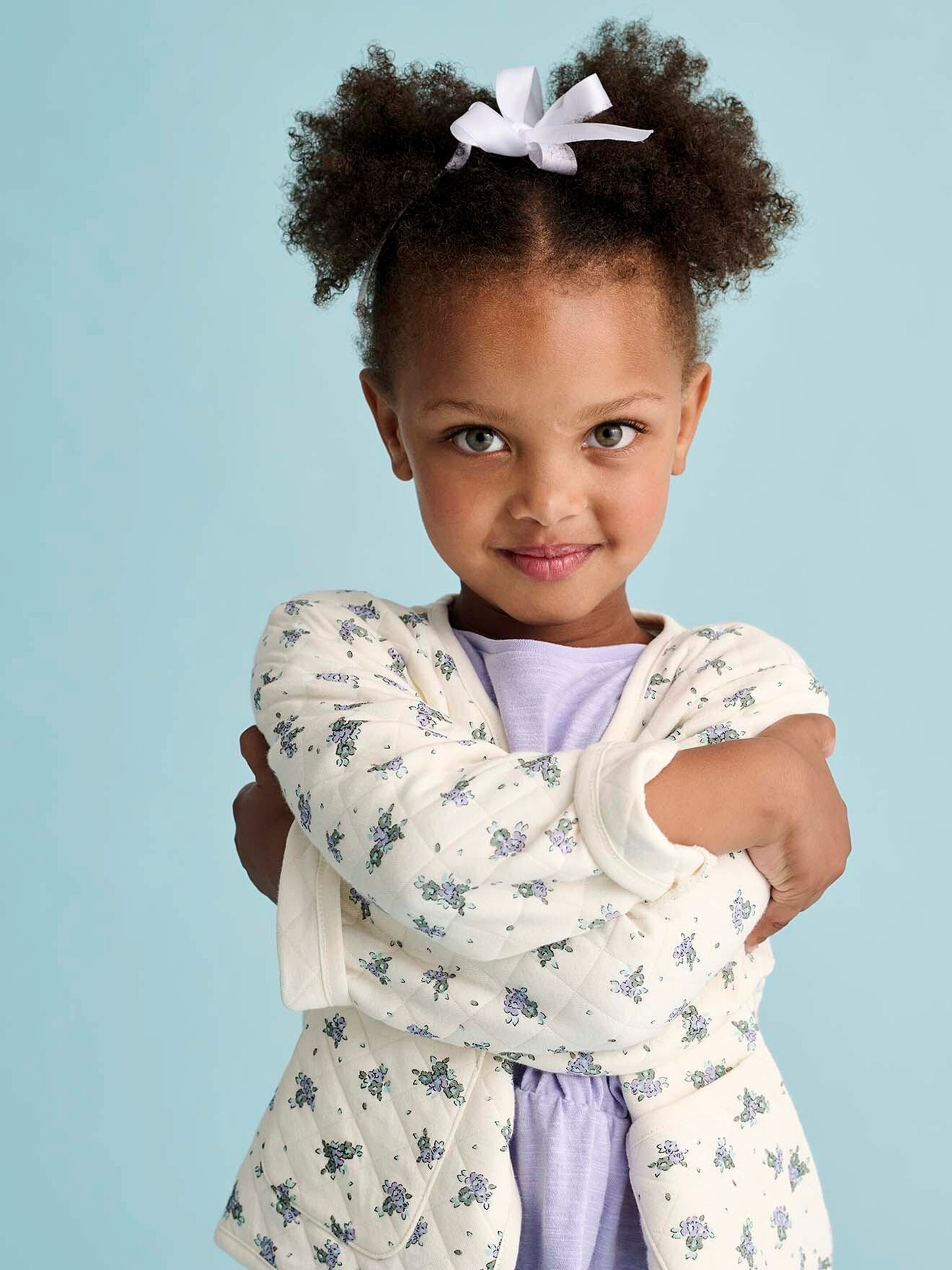 Vertbaudet Mädchen-Set: Geblümte Jacke mit Steppnähten & Kleid violett