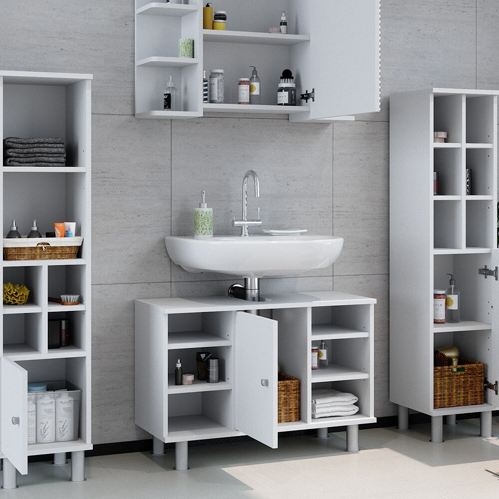 Vicco Badmöbel Set 4tlg Fynn Spiegelschrank Waschbeckenunterschrank Hochschrank