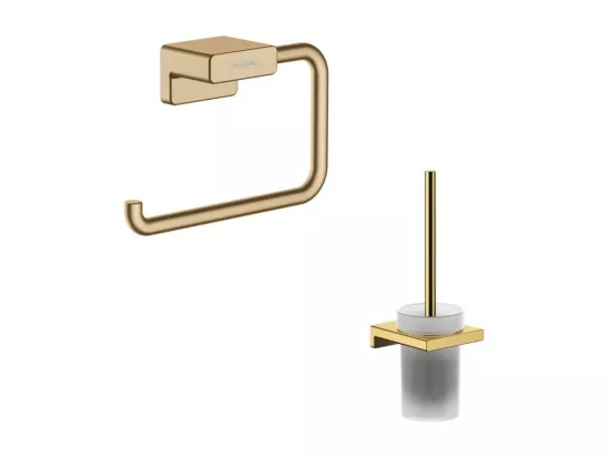 Porte-brosse WC HANSGROHE AddStoris + Porte-papier WC bronze brossé