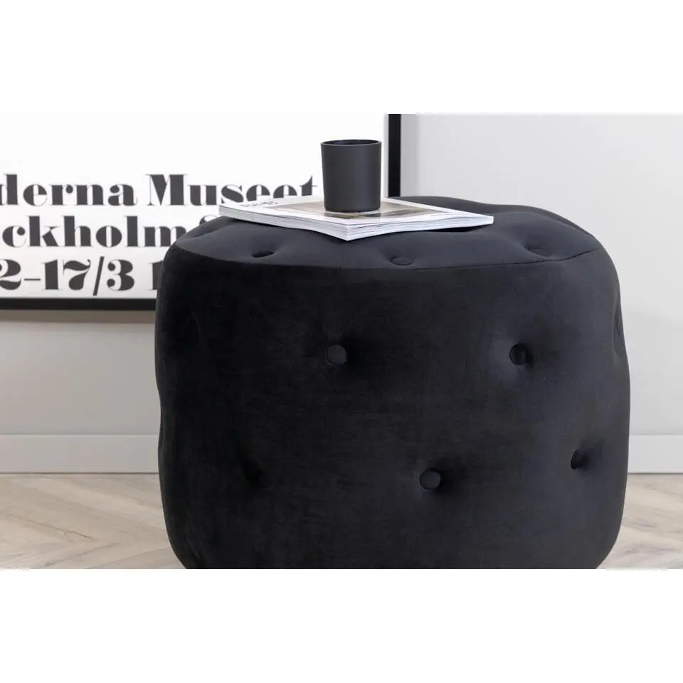 Svea - Juno hocker - velvet - zwart