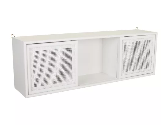 Étagère murale en bois et treillis blanc 81x17.5x26h