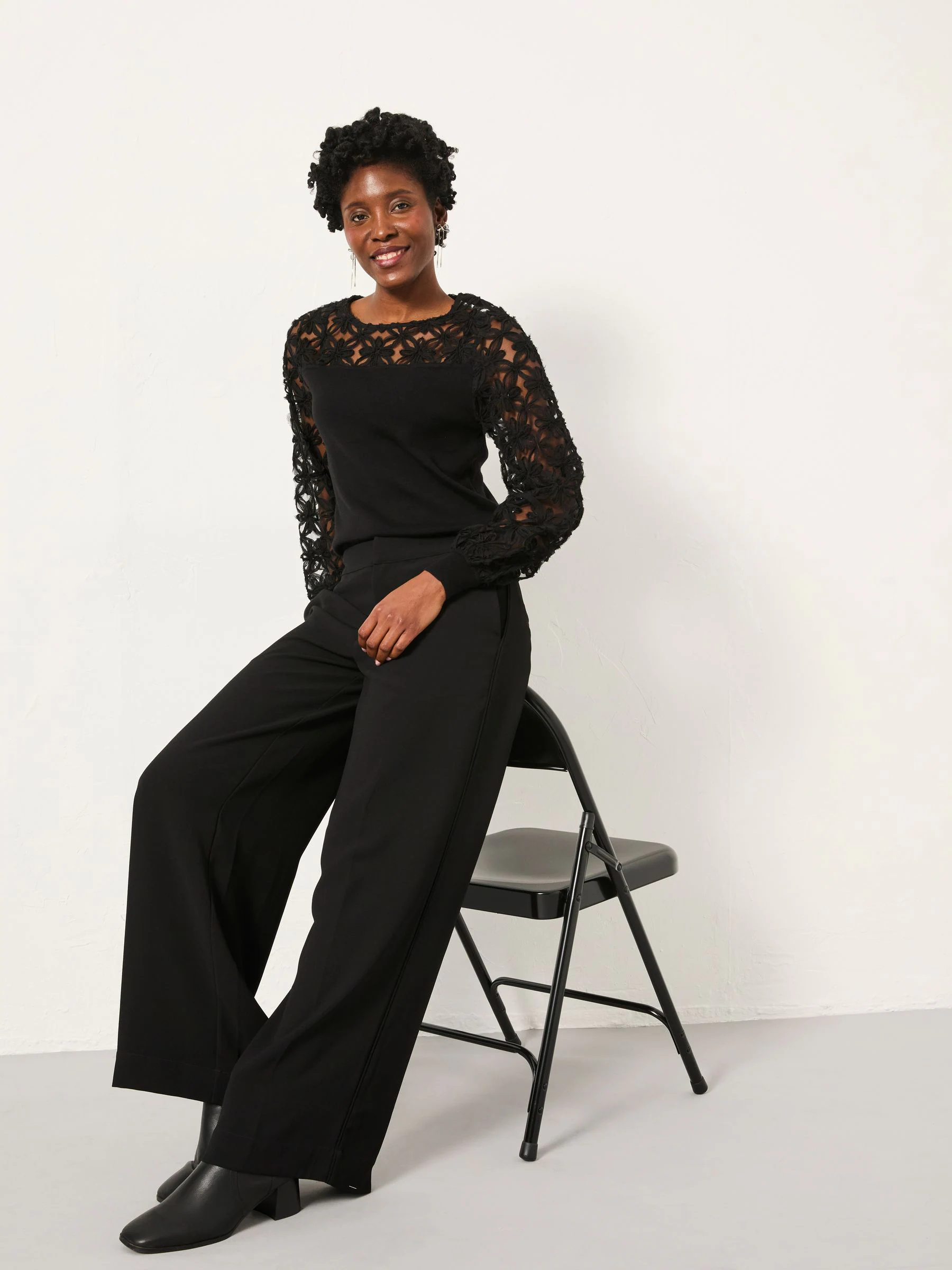 FatFace Satin Back Crepe Wide Leg Trouser