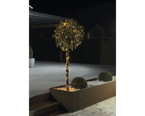 Konstsmide LED-lichtsnoer, 12,72 m + 5 m aansluitdraad, amberkleurige lichtkleur, 160 LED's met glittereffect