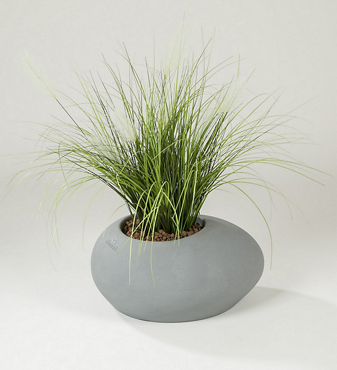 Pot ovale plastique Scheurich Flow stony gris 73 x 58 x h.35 cm