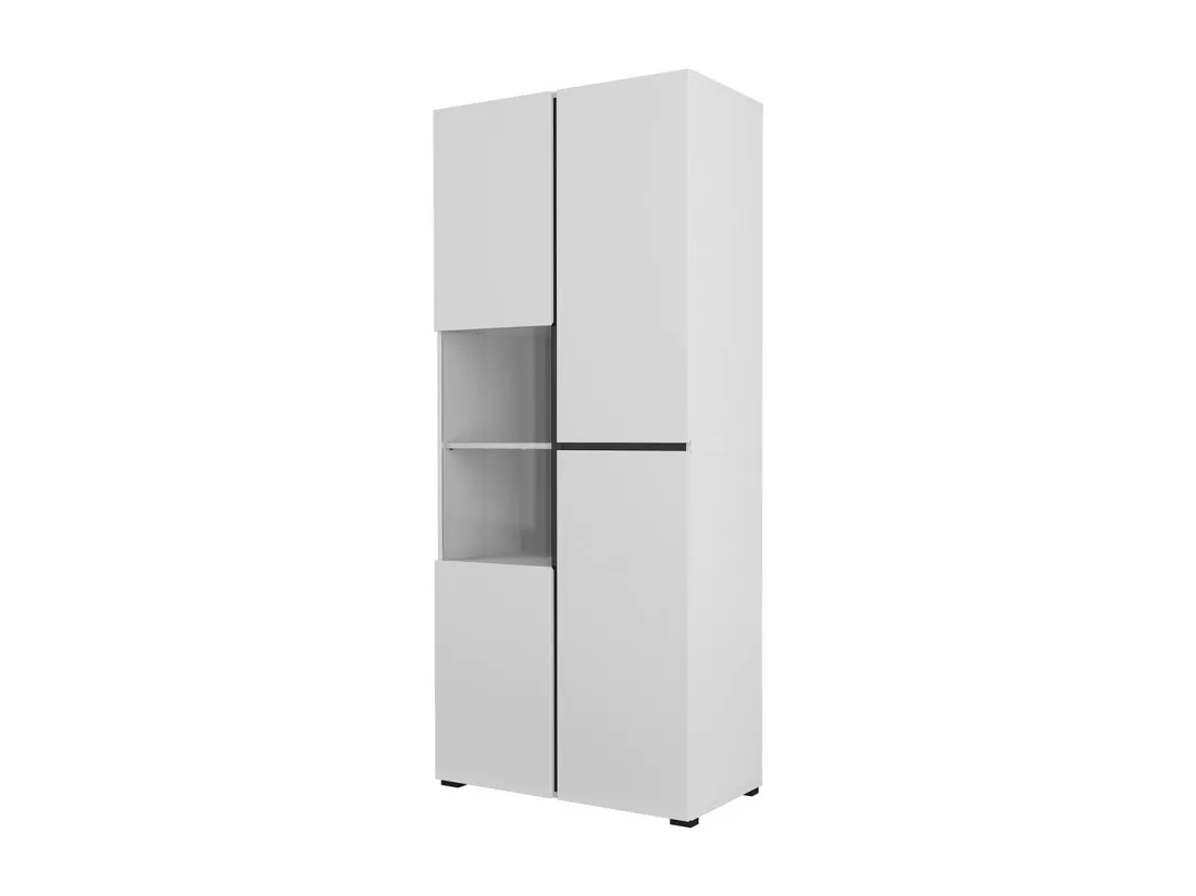 Vitrine haute 2 portes collection HAVANA. Coloris blanc et noir.
