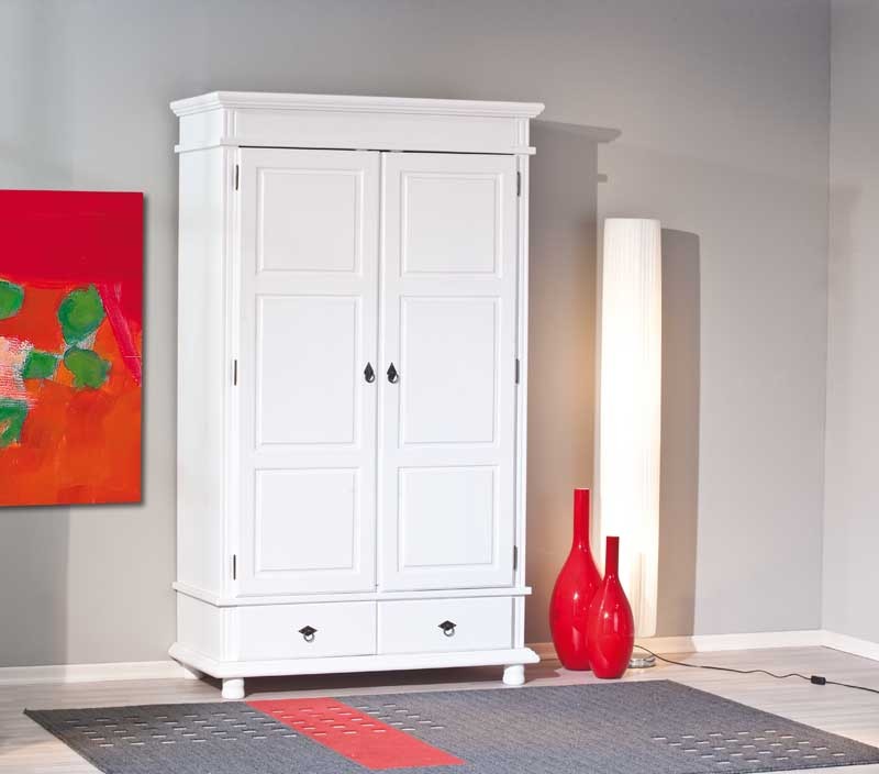 Kleiderschrank DANZ - weiß - Massivholz - 116 cm