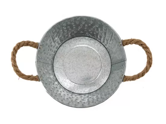Corbeille métal à pois blanc avec anses (Lot de 3)