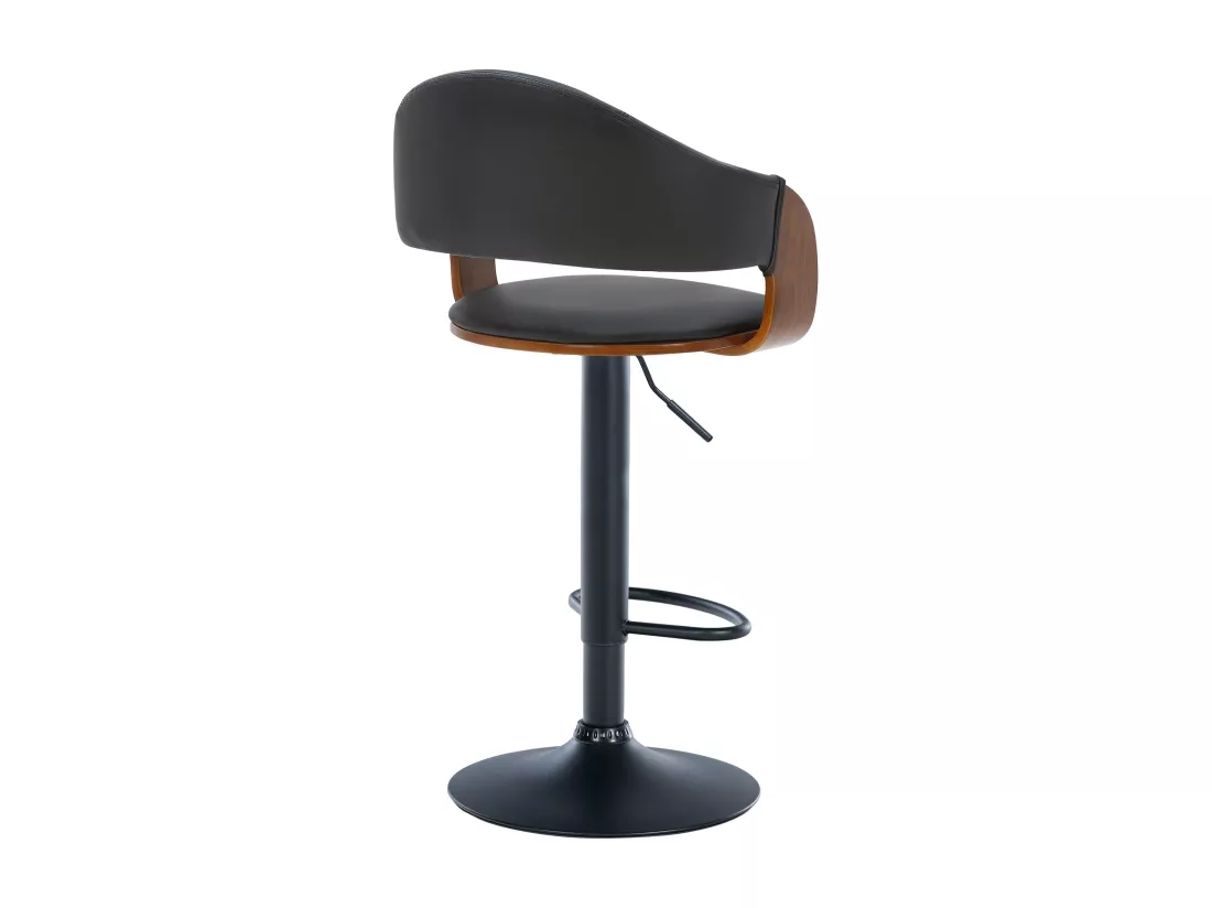 Tabouret de bar - Similicuir & Métal noir mat - Noyer / Noir - Nilse