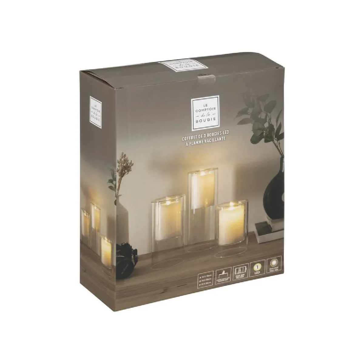 Atmosphera, Createur D'Interieur Atmosphera Coffret Bougies LED Double - Transparent